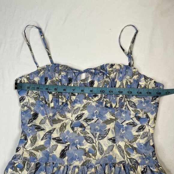 ASTR the Label Larissa Floral Bubble Mini Dress Corset Blue White Medium - Picture 10 of 16